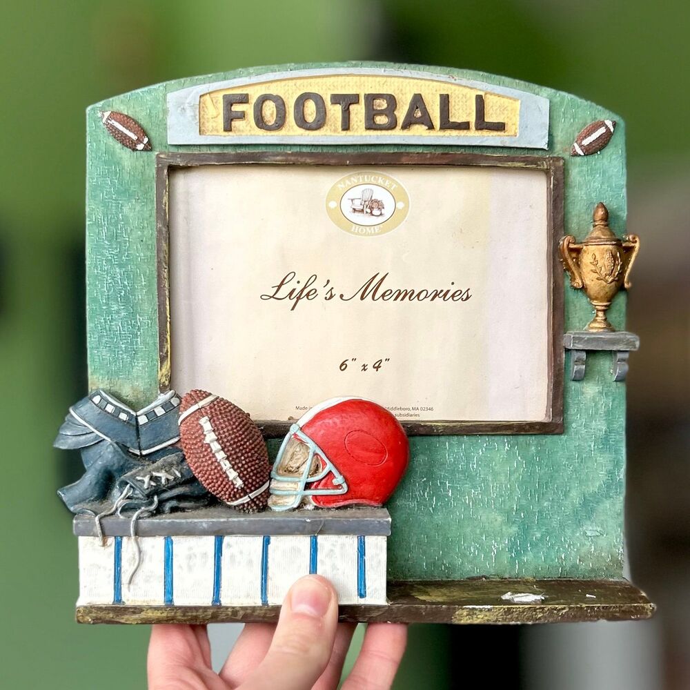 Football Sports Themed VTG Textured 3D Picture Frame Accent